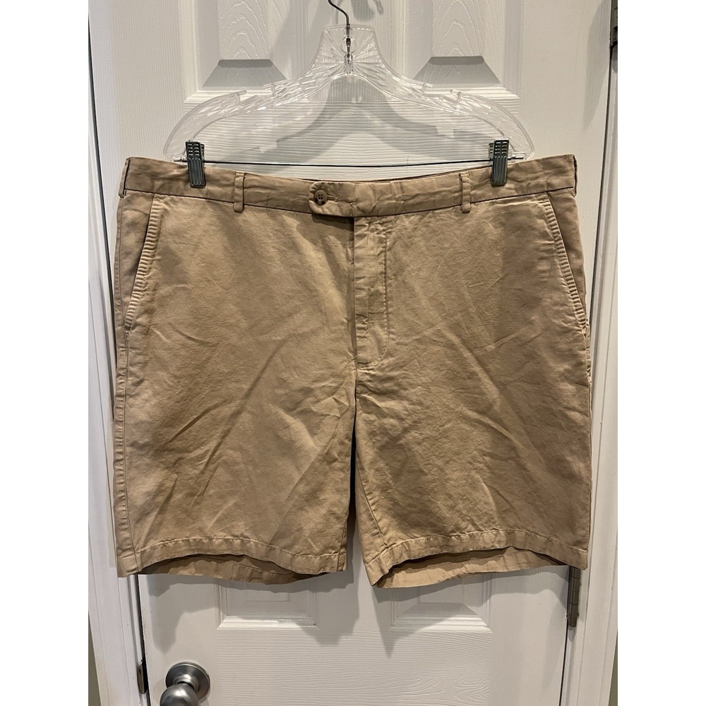 Peter Millar Seaside Collection Tan Linen Cotton Silk Shorts Mens 40 Khaki Chino